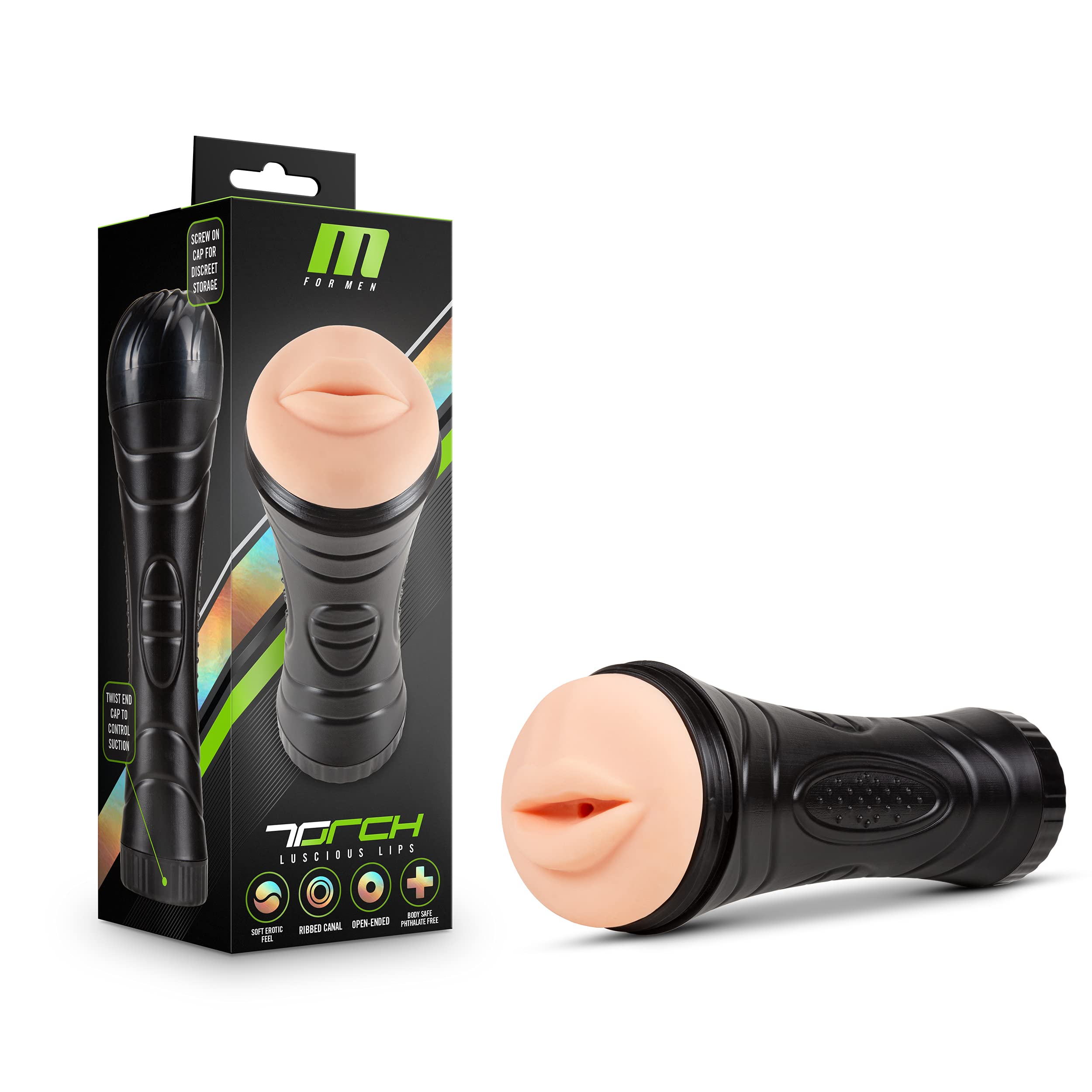 Blush Novelties M for Men - The Torch Luscious Lips - Ultra Soft Male Masturbator Cup - Grips You While You Stroke It Tight BJ L
