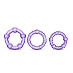 Blush Stay Hard Soft Stretchy Beaded Male Enhancement Cock Rings - Pack Of 3 - Purple