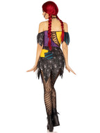 3 Pc Darling Rag Doll, Includes Patchwork Dress With Adjustable Lace Ups And Tattered Skirt, Detachable Clear Straps, And Skull