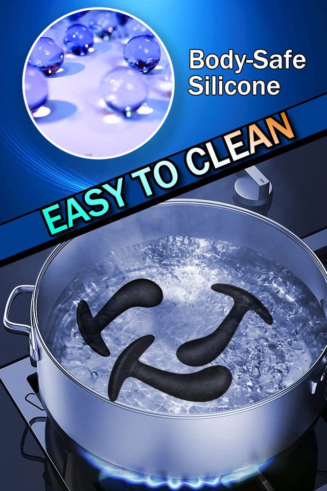 Butt Plug Trainer Kit for Comfortable Long-Term Wear, Pack of 3 Silicone Anal Plugs Training Set with Flared Base Prostate Sex T