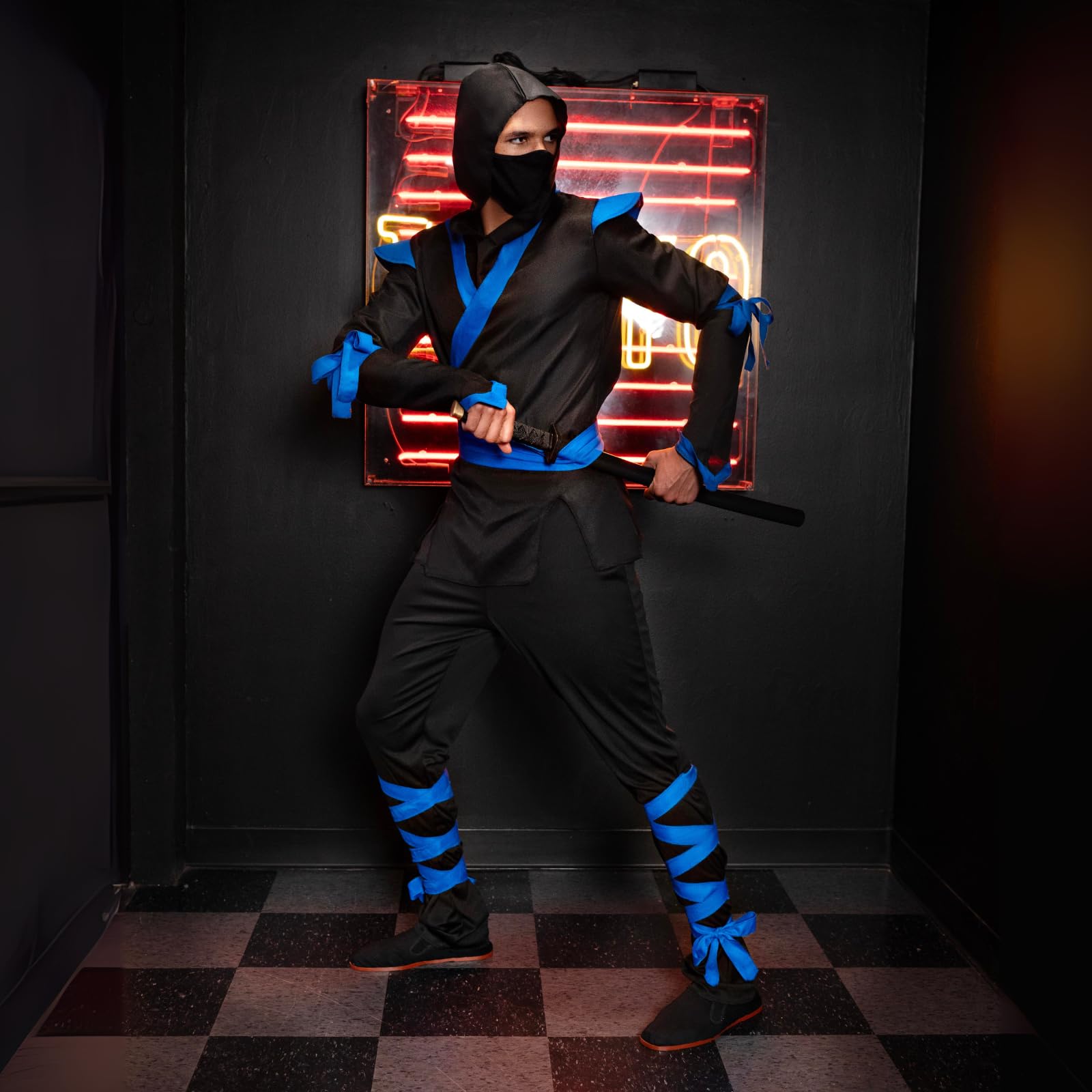 5Pc Ninja, Includes Shirt With Attached Wraps, Belt, Pants With Attached Wraps, Face Mask, And Detachable Hood