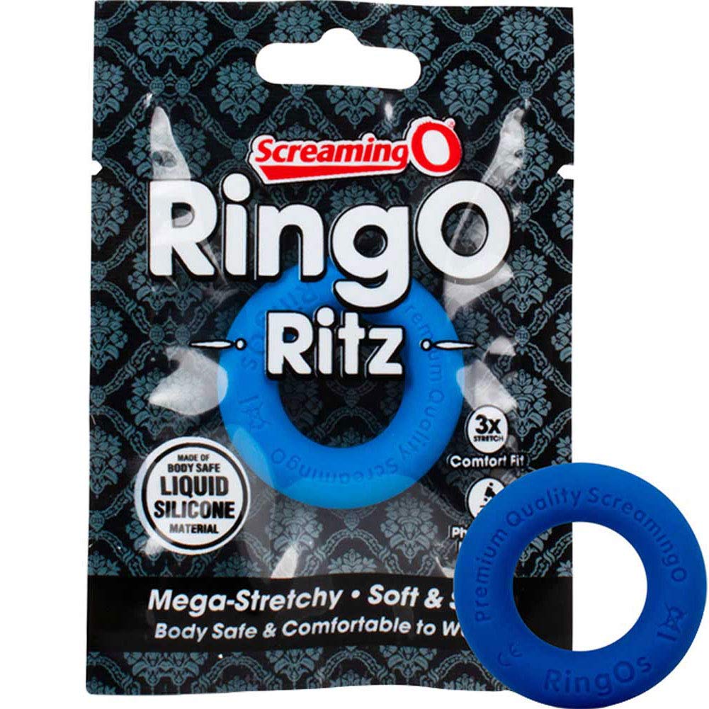 Screaming O Ringo Ritz Mega Stretchy Silicone Cock Ring, Blue