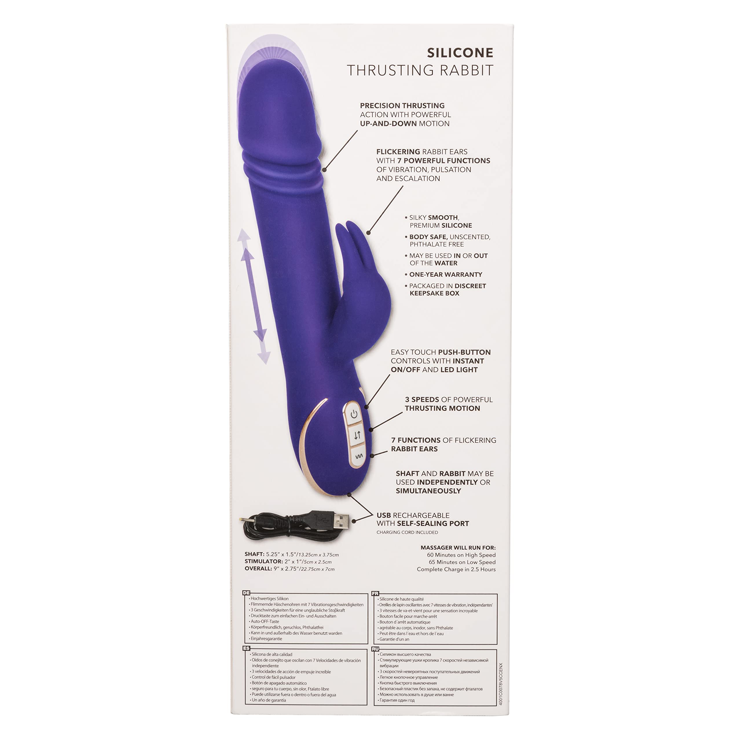 Calexotics Jack Signature Silicone Thrusting Rabbit, Waterproof Vibe Sex Toys For Couples, Luxury Adult Hands Free G Spot Massag