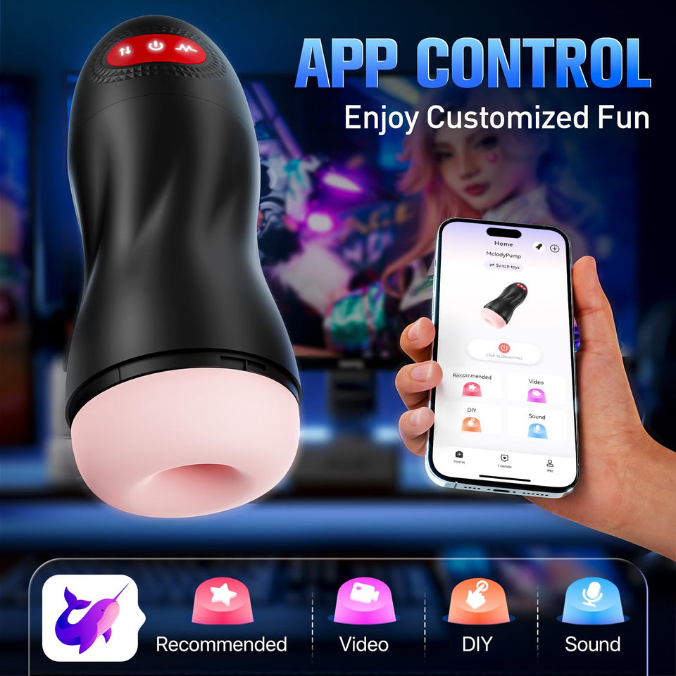 Automatic Male Masturbator, Sucking Male Masturbators Penis Pump with 9 Suction & 10 Vibrating & Heating Mens Male Sex Toys, Han