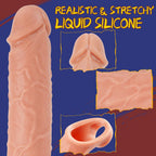 Oxyfort Vibrating Male Sex Toys Penis Extender Sleeve Set-Detachable Cock Sleeve Vibrator with 10 Vibrations, Realistic Penis Ri