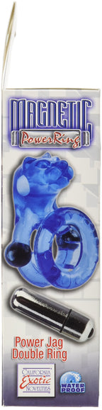 California Exotic Novelties Magnetic Power Ring Power Jag Double Ring, Blue