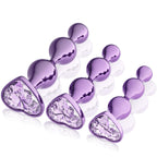 YOOMAI 3 Pcs Metal Anal Butt Plugs Adult Sex Toys,Alloy Butt Beads with Heart Shaped Base, Jewelry Design Anal Beads for Men Wom
