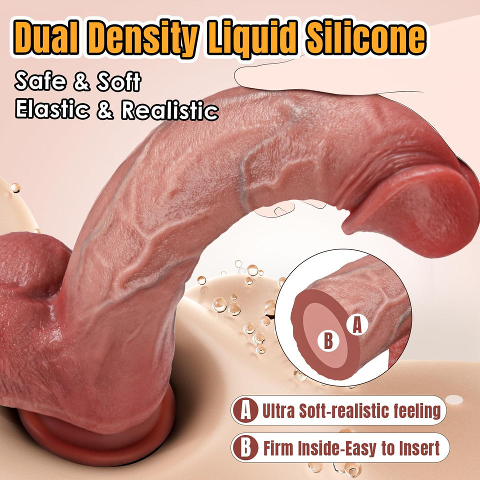 Realistic Huge Dildo Sex Toys - Coocfan 10.8'' Dual-Layer Silicone Big Dildos Lifelike Giant Dildo for G Spot and Anal Play with