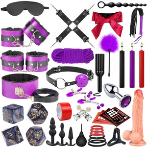 Sex Toys BDSM Restraints Dildo, 36Pcs Kit Bondage Gear and Accessories for Adult Women and Couples (Purple, 36 Piece Set)