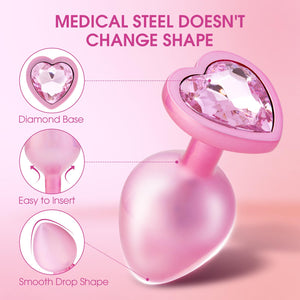 Anal Butt Plug Sex Toys - UTIMI Anus Plug with Crystal Diamond Base Adult Anal Trainer Kit Anal Bead for Women Men and Beginners