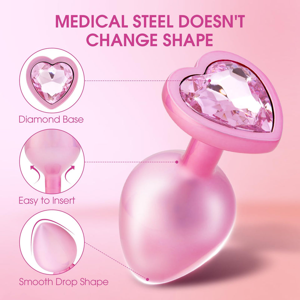 Anal Butt Plug Sex Toys - UTIMI Anus Plug with Crystal Diamond Base Adult Anal Trainer Kit Anal Bead for Women Men and Beginners