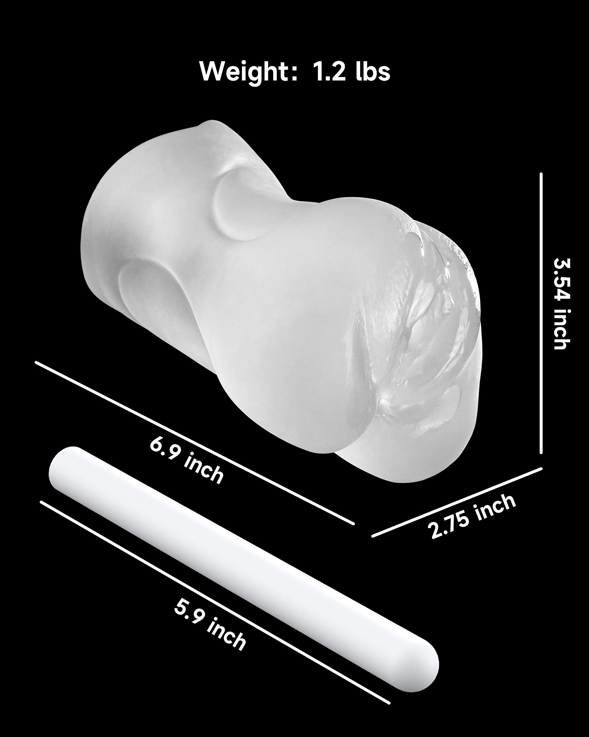3 in 1 Pocket Pussy Male Masturbator & Drying Stick&Waterproof Storage Bag, Double-Ended Male Sex Toy Mouth Tongue Textured Vagi