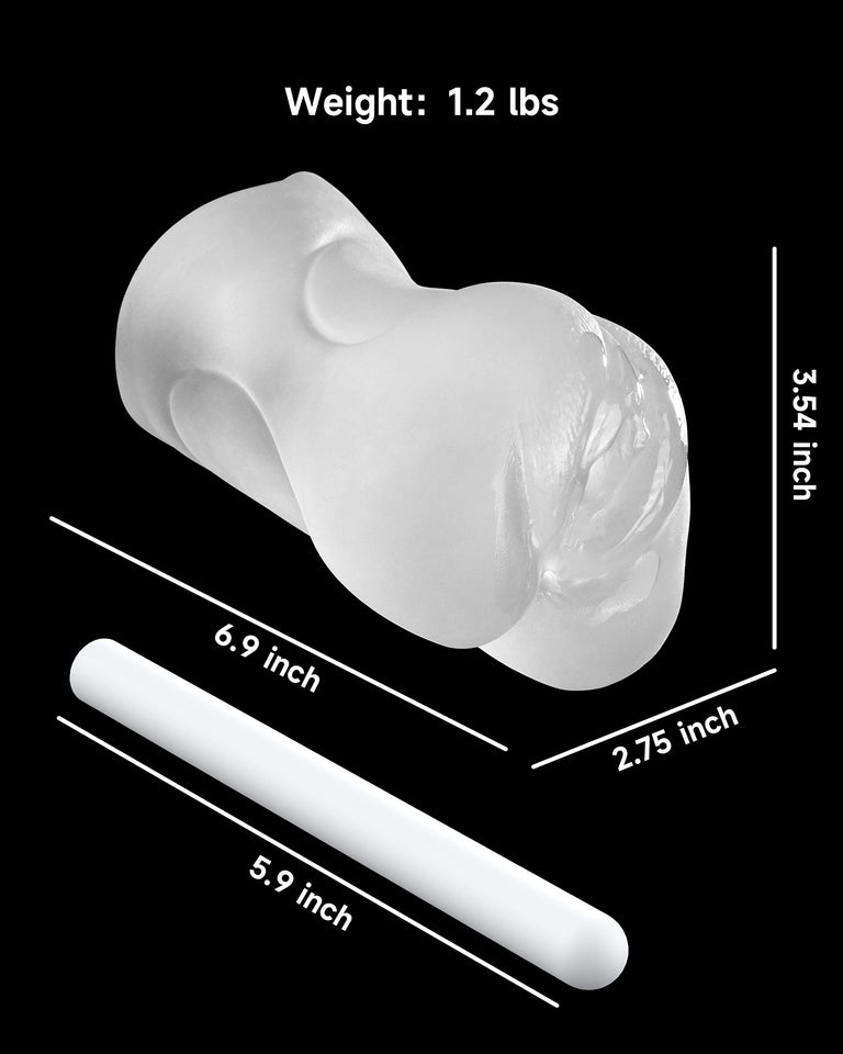 3 in 1 Pocket Pussy Male Masturbator & Drying Stick&Waterproof Storage Bag, Double-Ended Male Sex Toy Mouth Tongue Textured Vagi