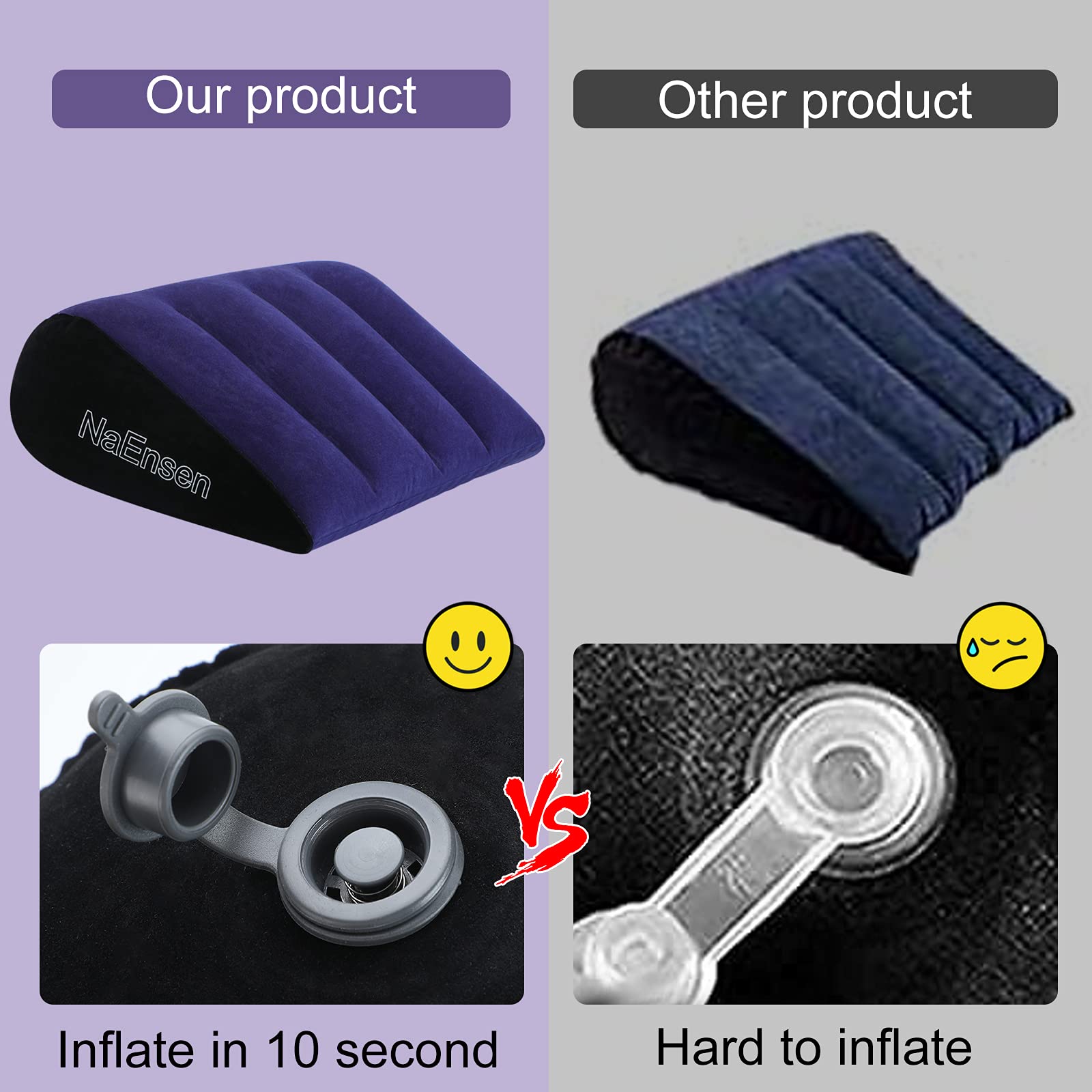 Naensen Sex Toys Pillow Position Cushion Triangle Inflatable Ramp Furniture Couples Toy Positioning For Deeper Position Support Pillow Men Women For Couples