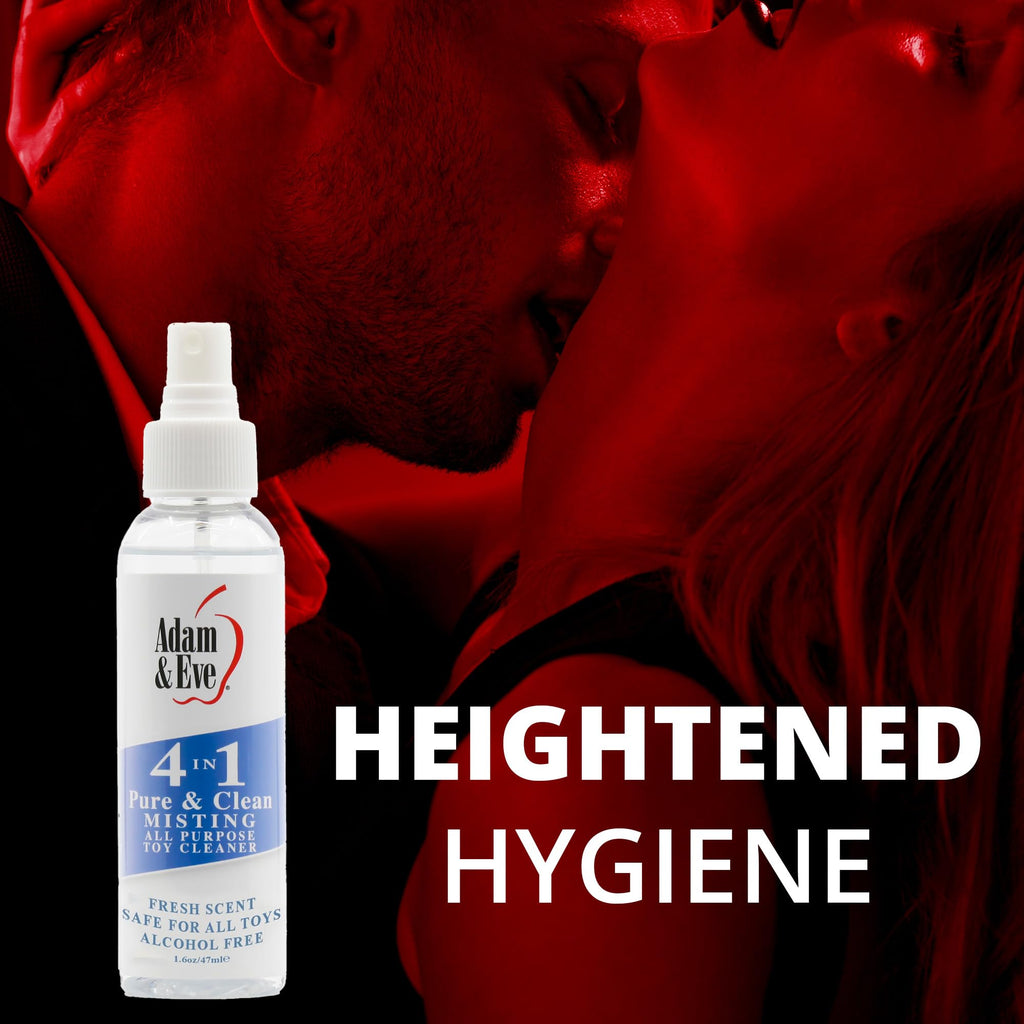 Adam and Eve 4 in 1 Pure and Clean Misting Adult Sex Toy Cleaner, Fast Acting Clear Wash, Easy to Use Spray with Fresh Scent, Fl