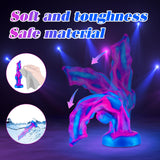 7 Inch Small Colorful Wolf Knotted Dildo Fantasy with Suction Cup, 6 '' Liquid Silicone Cute Alien Dog Knot Dildo for Beginner G