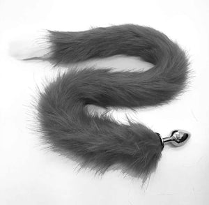 Ooiixx Butt Plug Fox Tail Cosplay Anal Plug Anal Butt Plug Adult Sex Toys for Beginner Women Men Couple (31 '' Gray-White)