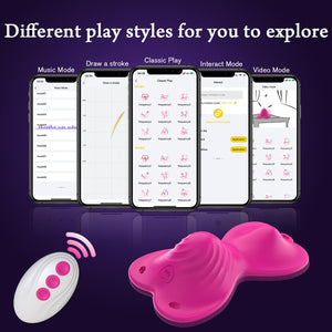 APP Remote Control Vibrator- Novelties Clit Stimulator Butterfly Sit and Ride Women Sex Toy with 9+9 Vibration Modes,Dual Motor