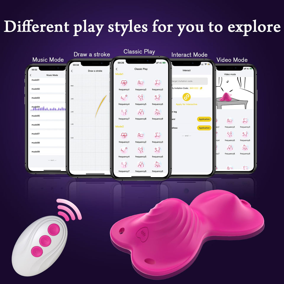 APP Remote Control Vibrator- Novelties Clit Stimulator Butterfly Sit and Ride Women Sex Toy with 9+9 Vibration Modes,Dual Motor