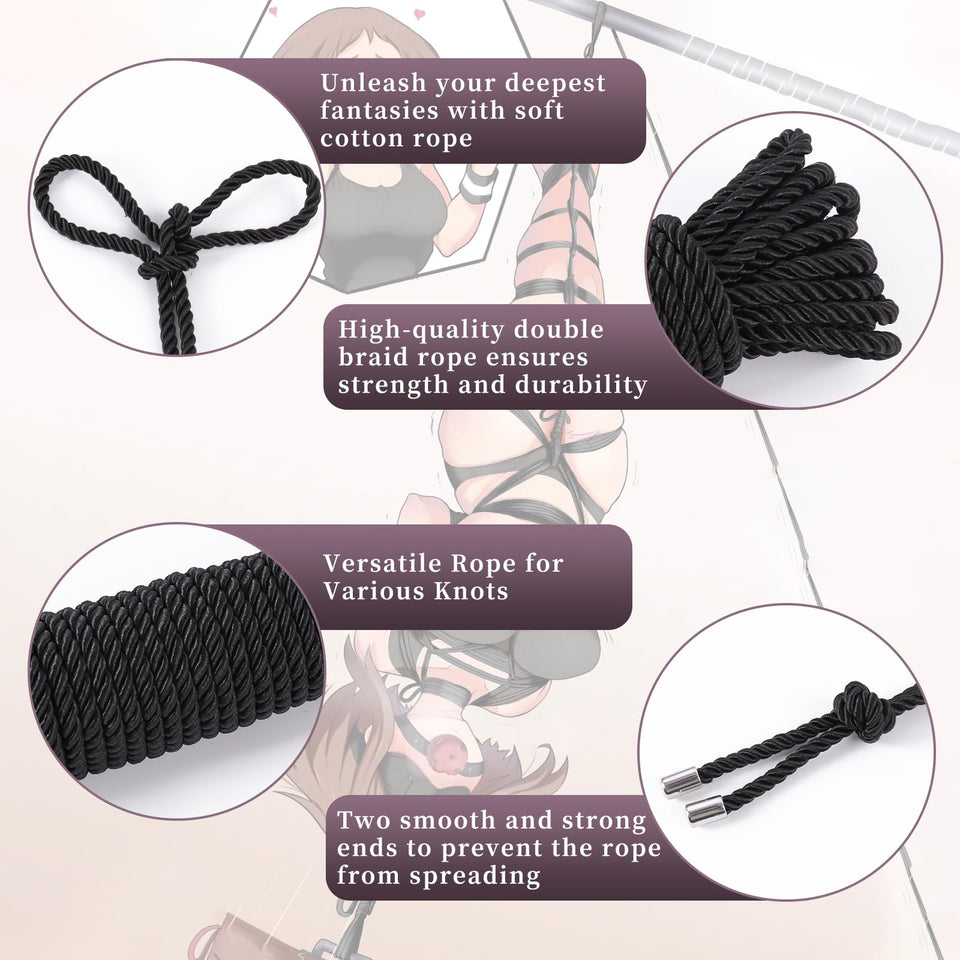BDSM Shibari Bondage Sex Rope - BDSM Kit Adult Bondage Restraints Set Sex Toys for Beginner Women & Couples Extreme SM Slave Fet