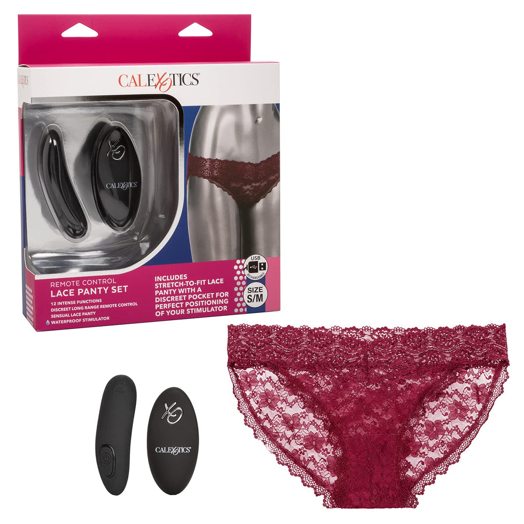 CalExotics Remote Control Lace Panty Set - L/XL Burgundy