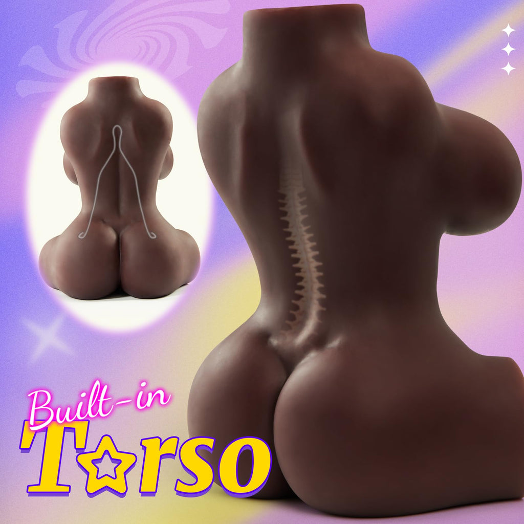 Ebony-Skin Sex Doll Male Masturbator with Perky Boobs Vagina and Tight Anal Sex Toys for Men Masturbation, Goyha 3 in 1 Adult To