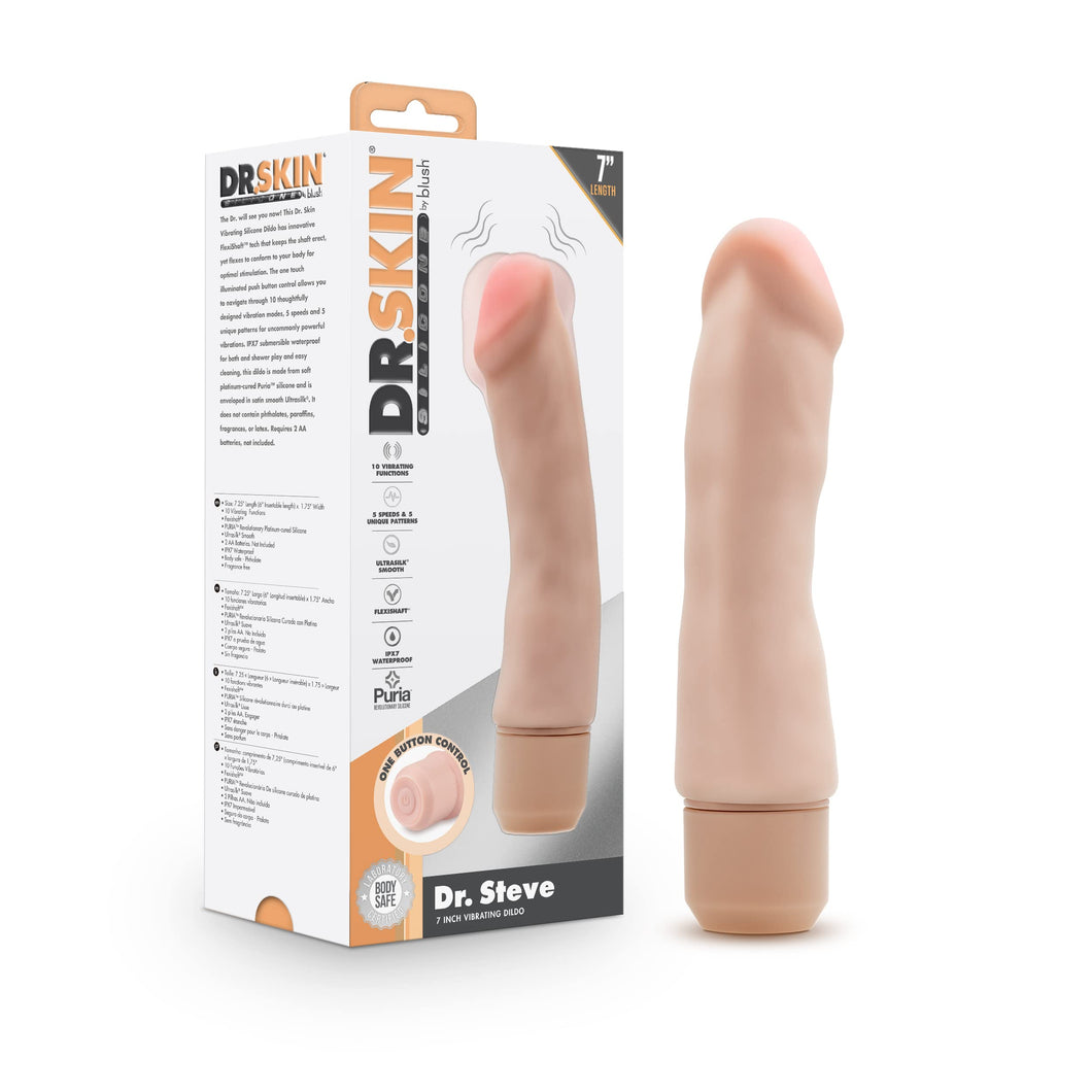 Dr. Skin Silicone Dr. Steve 7 In Vibrating Dildo Beige