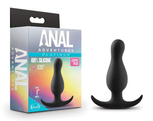 Blush Novelties Anal Adventures Platinum Curve Plug Silicone Prostate Plug - Design Keeps Product Securely in Place - Base for S