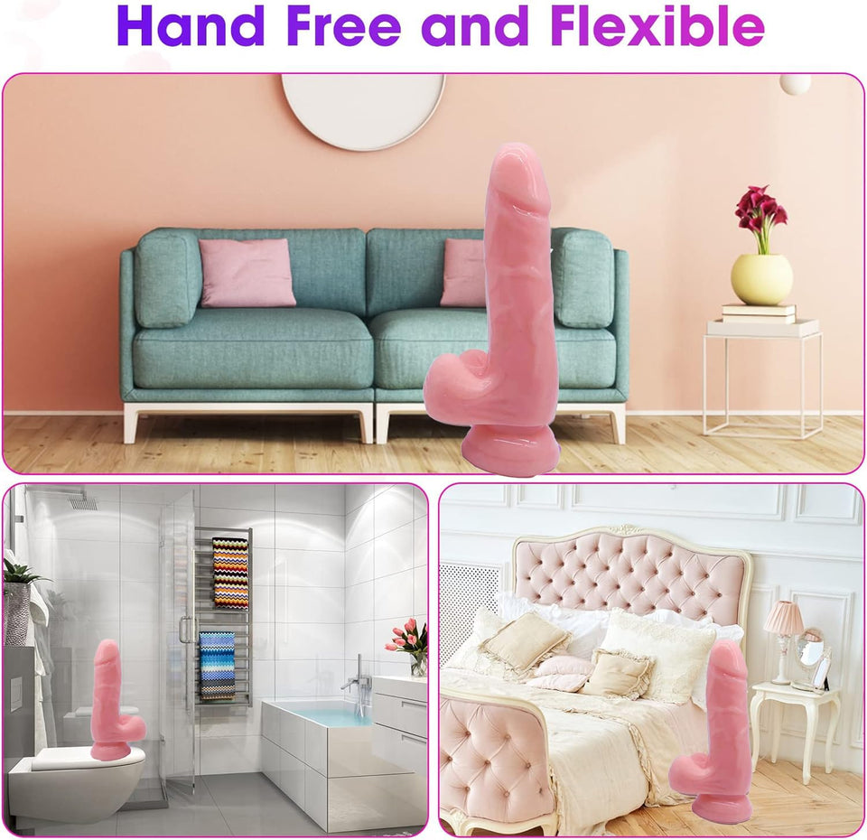 7.87 inches Realistic Dildo for Beginners, Silicone Anal Dildos Lifelike Fake Penis for Women/Men/Gay, Adult Sex Toys for G spot