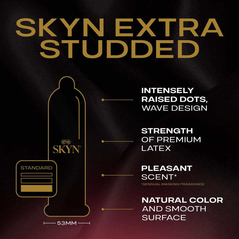 SKYN Extra Studded, 22 Count, Lubricated Latex-Free Condoms, Unique Texture Intensifies Every Moment
