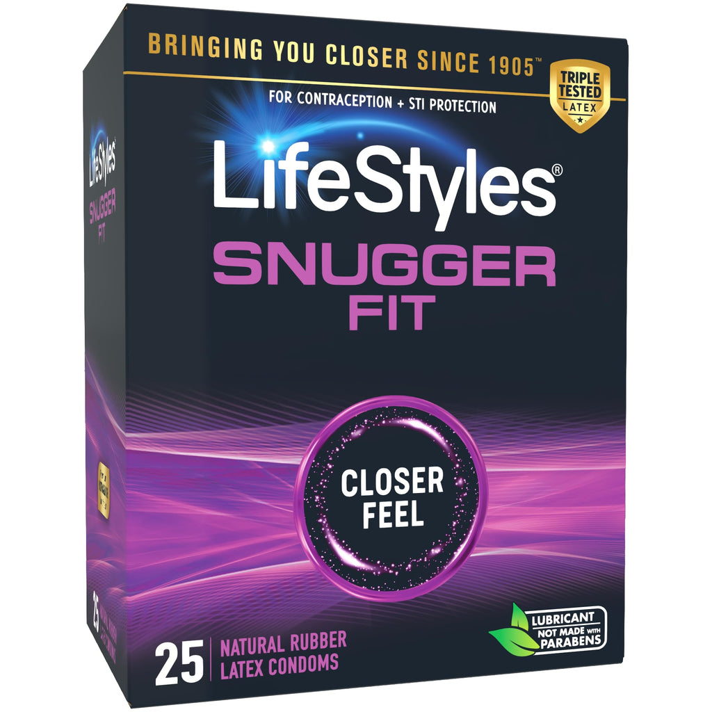 Lifestyles Snugger Fit Natural Rubber and Lubricated Latex Condoms Value Pack, 25 Count, 1 Pack, Triple Tested for Best Protecti