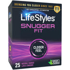 Lifestyles Snugger Fit Natural Rubber and Lubricated Latex Condoms Value Pack, 25 Count, 1 Pack, Triple Tested for Best Protecti