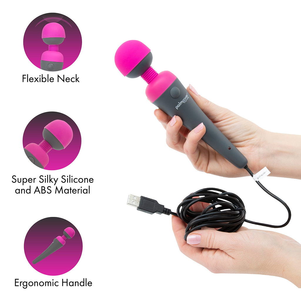 Palmpower Plug & Play Massager, Soft-Touch Silicone With Removable Head And Optional Attachments, Travel Friendly Multiple Plug