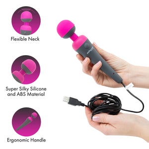 Palmpower Plug & Play Massager, Soft-Touch Silicone With Removable Head And Optional Attachments, Travel Friendly Multiple Plug