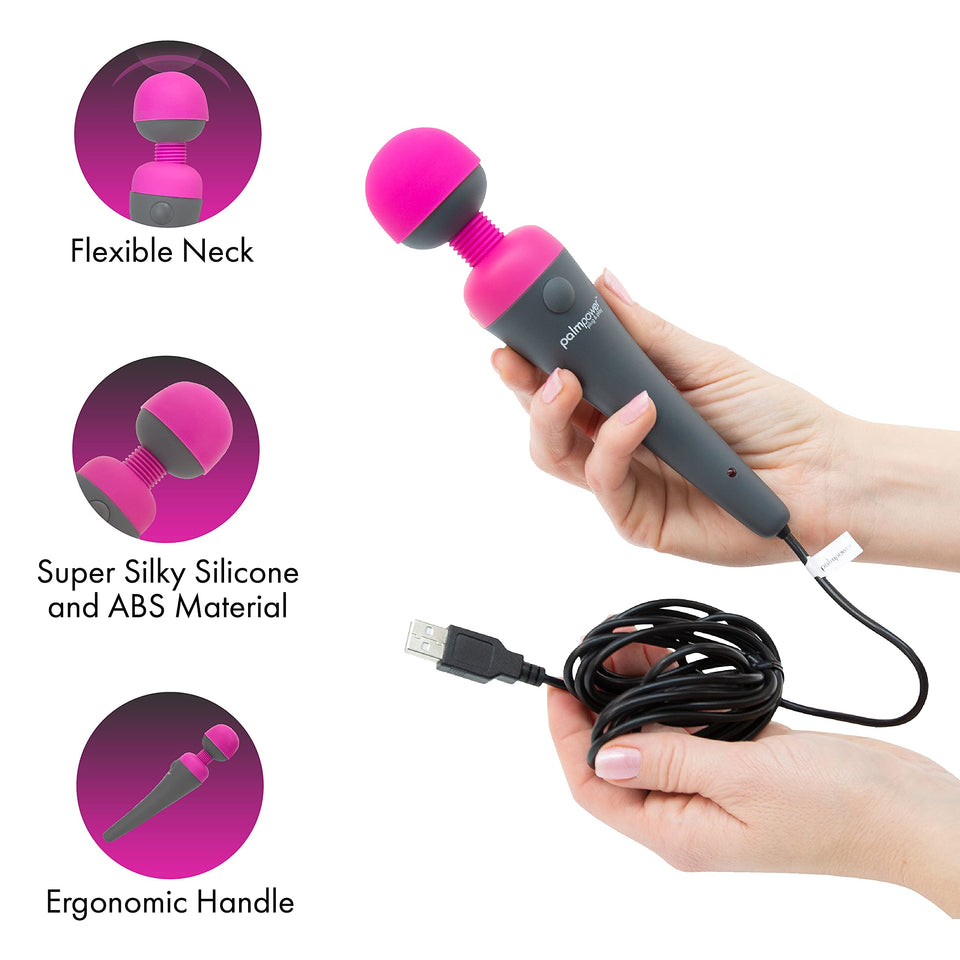 Palmpower Plug & Play Massager, Soft-Touch Silicone With Removable Head And Optional Attachments, Travel Friendly Multiple Plug