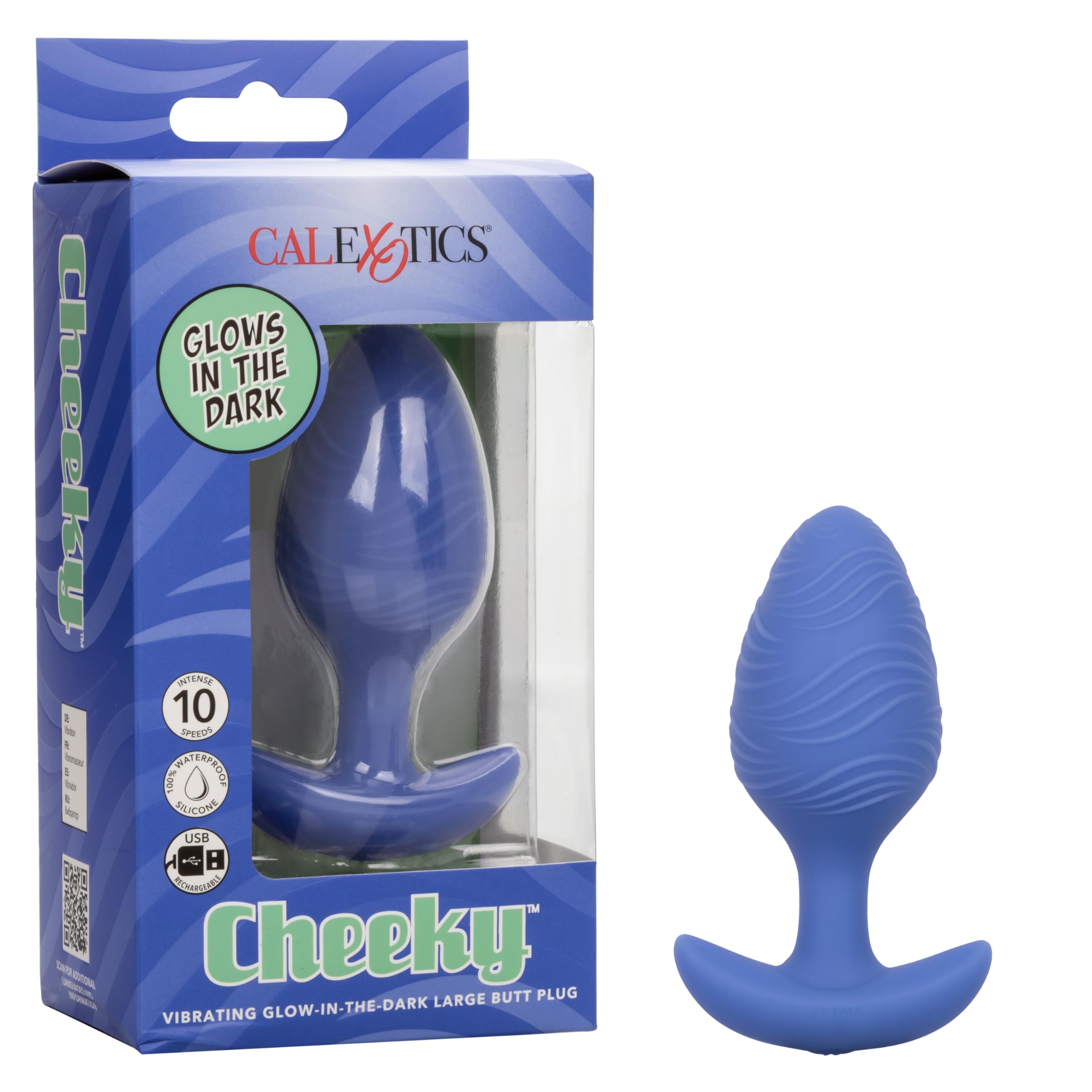 Cheeky Vibrating Glow-In-The- Dark Large Butt Plug