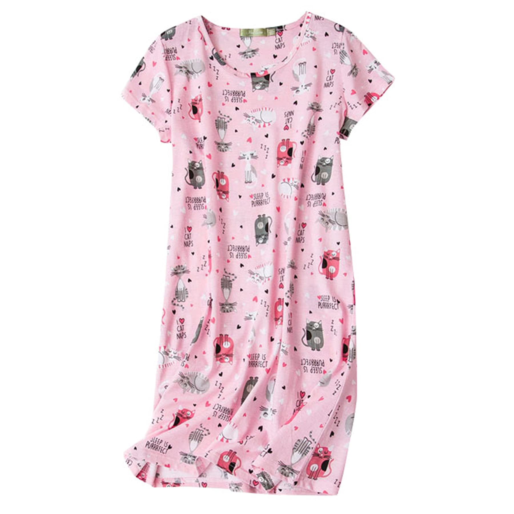 Zando Nightgowns for Women Cotton Short Sleeve Night Gown for Ladies Cartoon Pajamas for Women Womens Nightgowns & Sleepshirts 