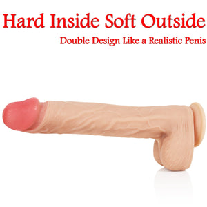 14.5 Inch Super Long Double Layer Realistic Dildo Liquid Silicone Material No Any Smell Huge Dong Large Penis (Skin)