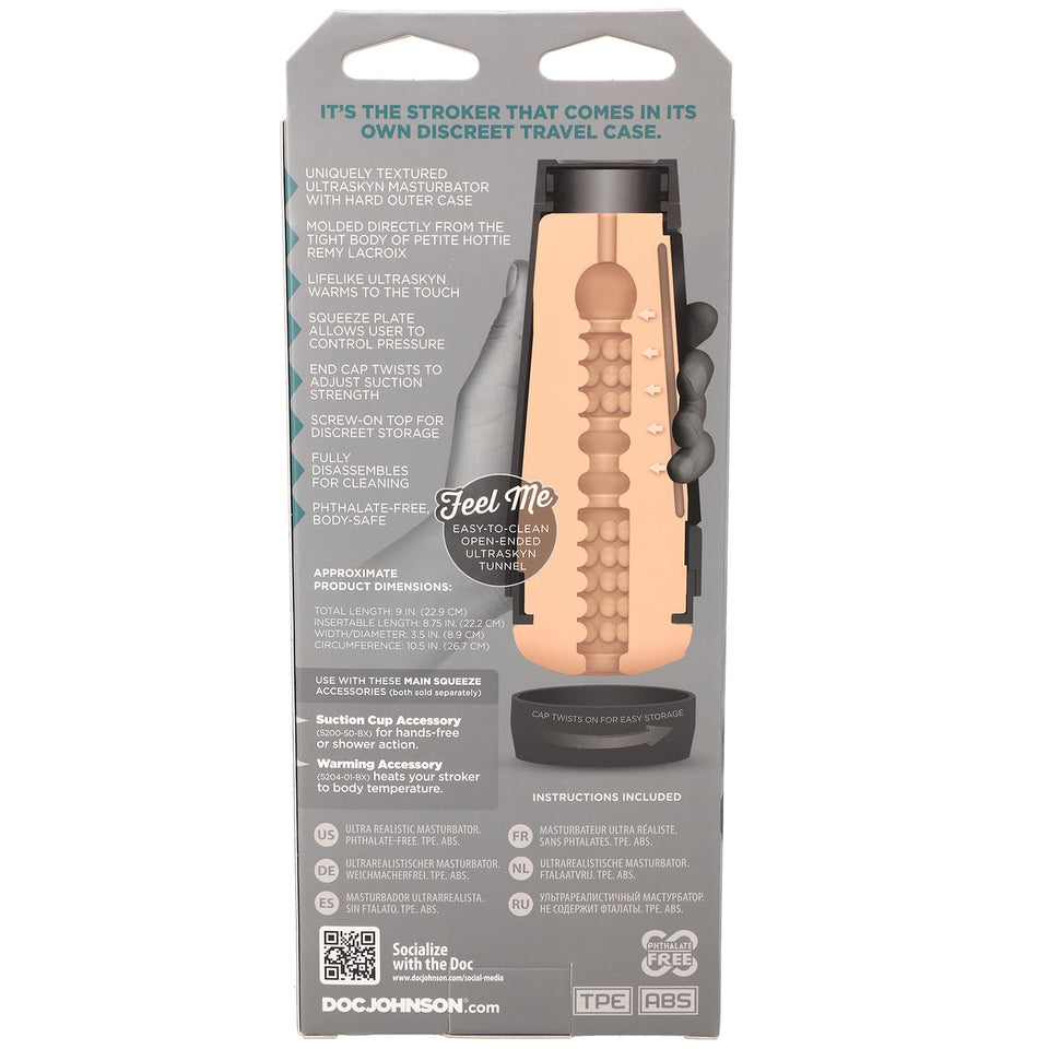 Doc Johnson Main Squeeze - Remy Lacroix - Squeeze Plate For Precise Pressure - Twist End Cap To Control Suction - Discreet Premium Stroker - Male Masturbator
