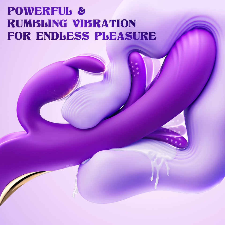 Vibrator Sex Toys for Women - 4IN1 Rabbit Vibrators Adult Toys with 7 Flapping & Vibrating & Tapping Modes, New APP G Spot Anal
