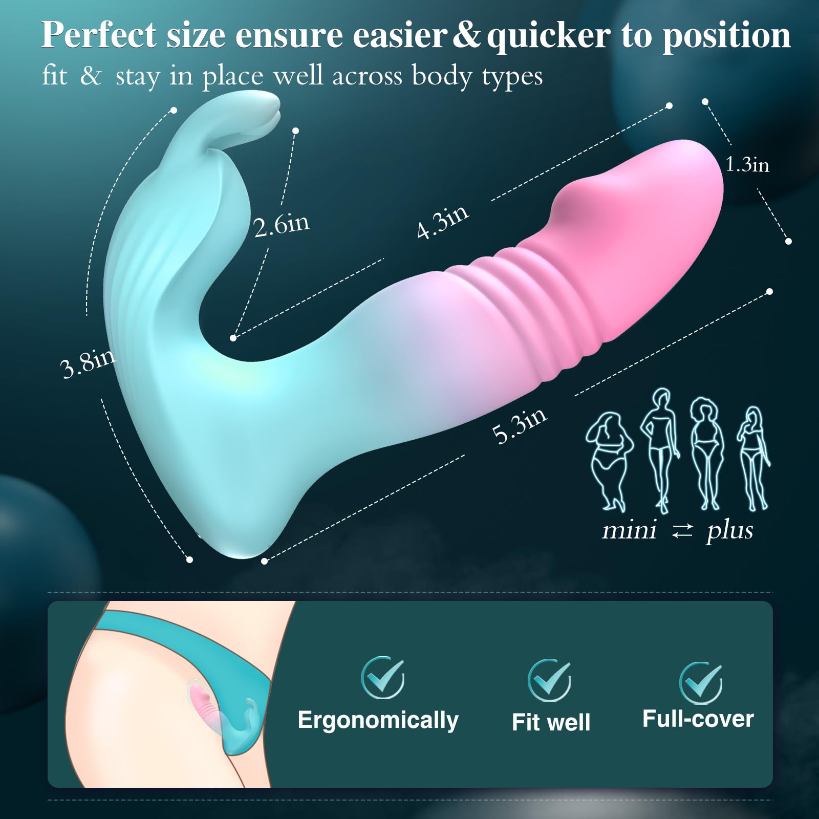diafabsvg Wearable Vibrator for Womens Sex Toys - 3IN1 Double-Ended Dildos App Remote Vibrators with 9 Vibrating Bunny & 9 Thrus