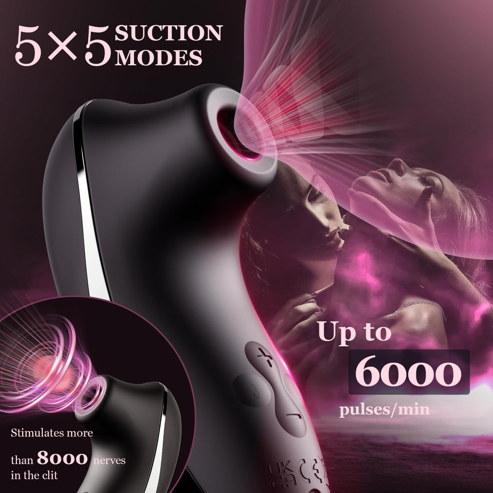 Heating Sucking Vibrator Women Sex Toy - Rose Pulse Pure Sucker APP Remote Clitoral Vibrator with 5 * 5 Suction, Wide Opening Su