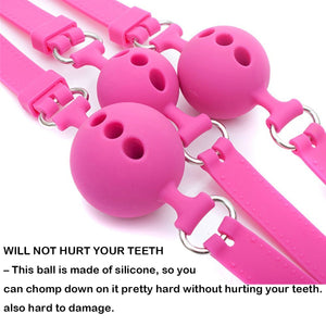 RYOZOCH Silicone Breathable Ball Gag for Adult Bondage Restraints Sex Play (Pink, 1.5in Ball)