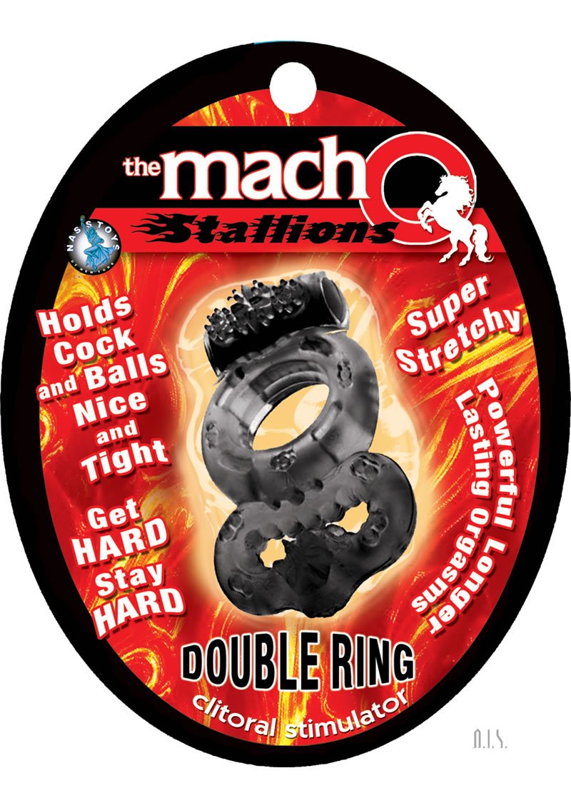 Macho Stallions Double Vibrating Ring  Black