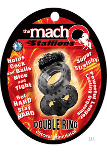 Macho Stallions Double Vibrating Ring  Black