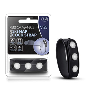 Blush Performance Silicone 3 Snap Cock Ring Strap - Universal Fit