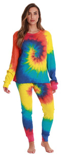 Just Love Womens Tie Dye Two Piece Thermal Pajama Set 6770-10364-L