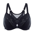DELIMIRA Womens Front Closure Bras Posture Full Coverage Plus Size Lace Underwire Unlined Bra Black 44C