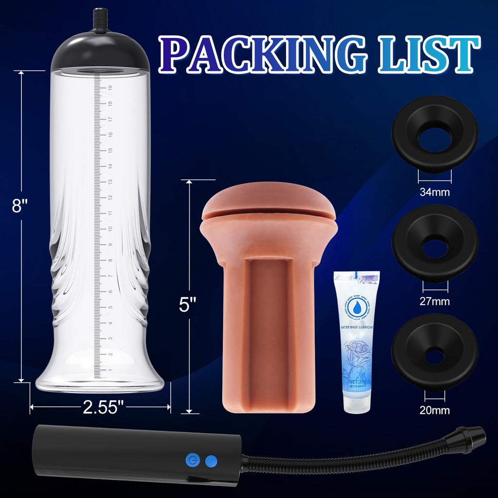 Automatic Penis Enlargement Pump for Men Erection with 3 Intensities, Male Adult Sex Toys Vacuum Sensuality Pump Penis Enlargers