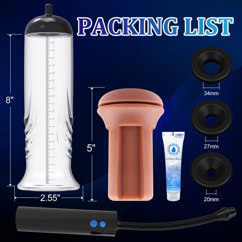 Automatic Penis Enlargement Pump for Men Erection with 3 Intensities, Male Adult Sex Toys Vacuum Sensuality Pump Penis Enlargers